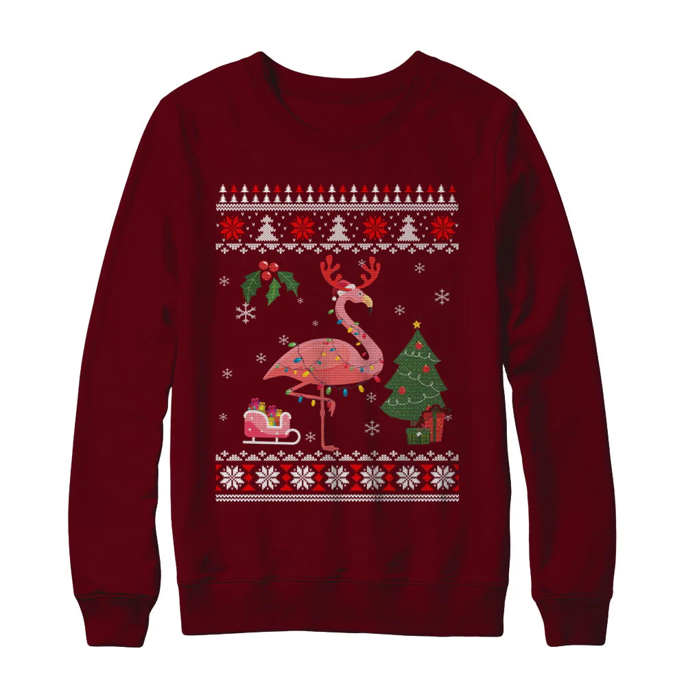 Santa hat flamingo reindeer Christmas Sweater - Holiday Gift product image 3