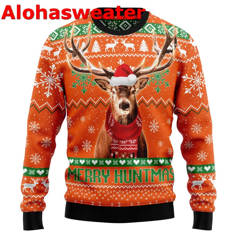 Deer Merry Huntmas Ugly Christmas Sweater - Holiday Gift product image 3
