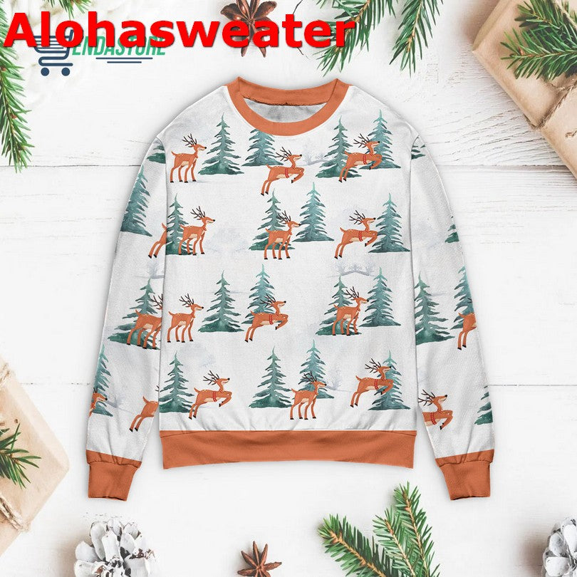 Deer walking in the snow Christmas Sweater - Holiday Gift product image