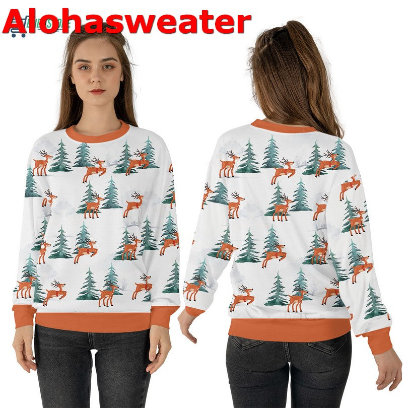 Deer walking in the snow Christmas Sweater - Holiday Gift product image 4