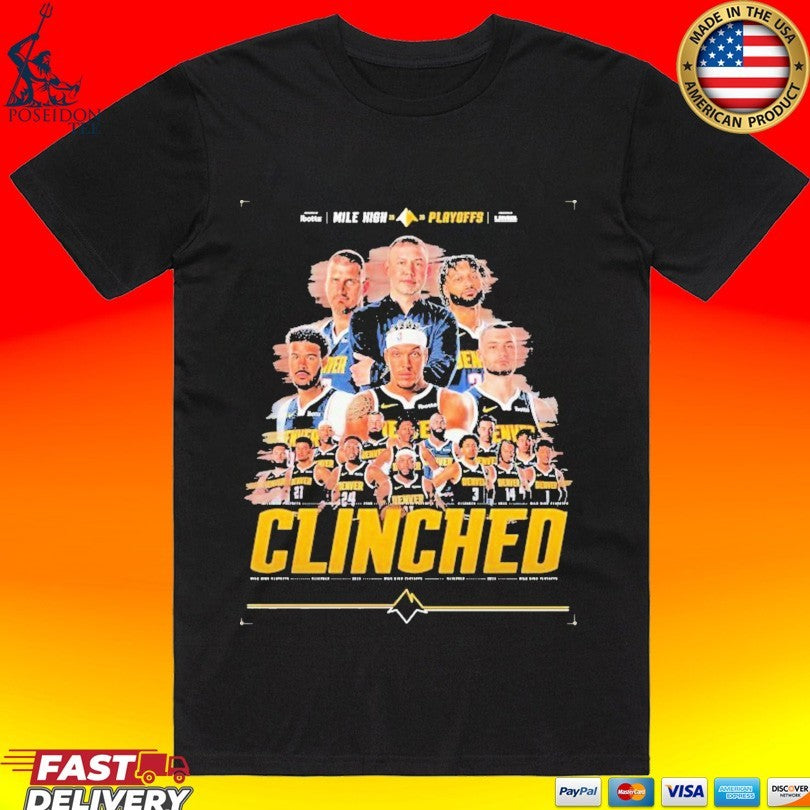 Denver Nuggets 2026 Mile High Playoffs Clinched - Adult & Kids T-Shirts, Sweatshirts & Hoodies apparel design preview 1