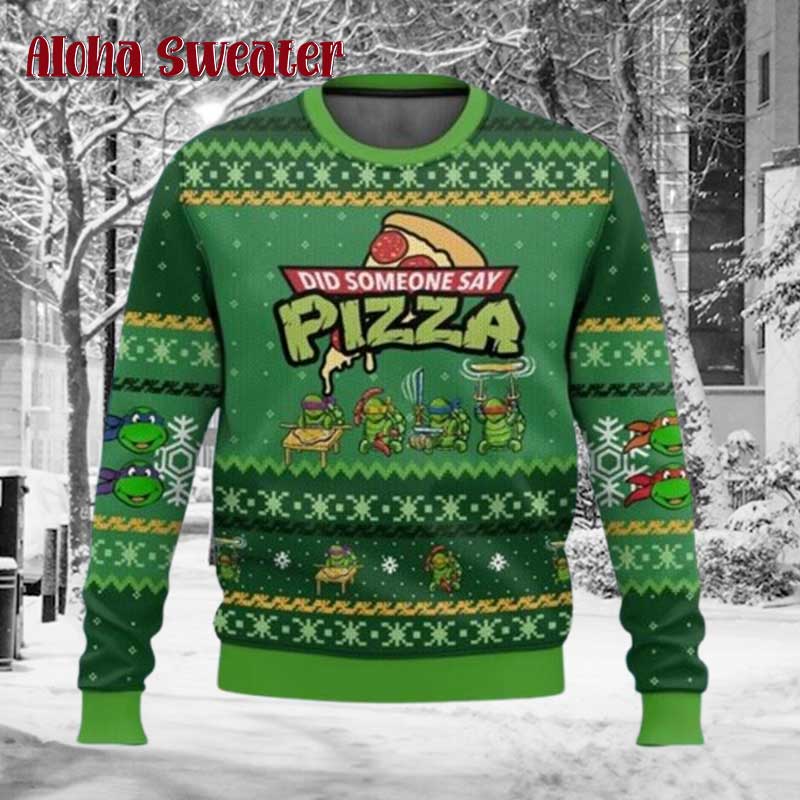 Cowabunga Raphael Ninja Turtles Ugly Christmas Sweater - Holiday Gift product image 2