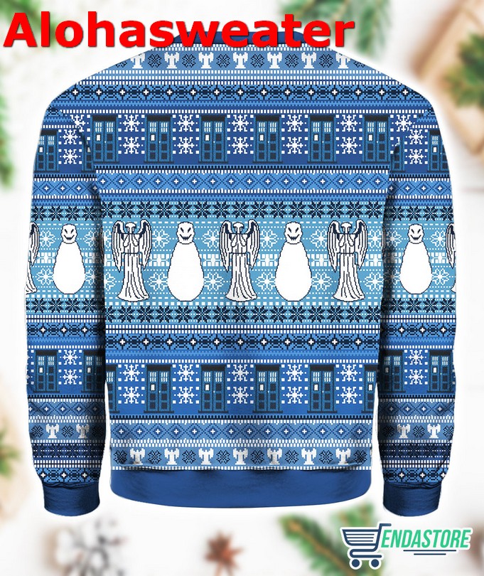 Doctor Who Tardis Angel Snowman Ugly Christmas Sweater - Holiday Gift product image 2
