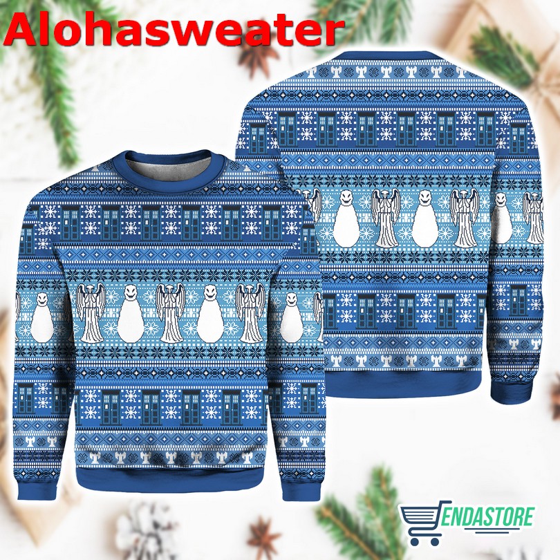 Doctor Who Tardis Angel Snowman Ugly Christmas Sweater - Holiday Gift product image 3