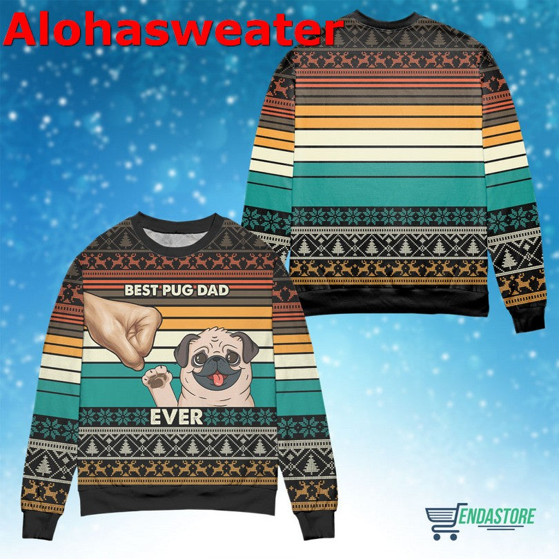 Dog lovers pug dad ever Christmas Sweater - Holiday Gift product image