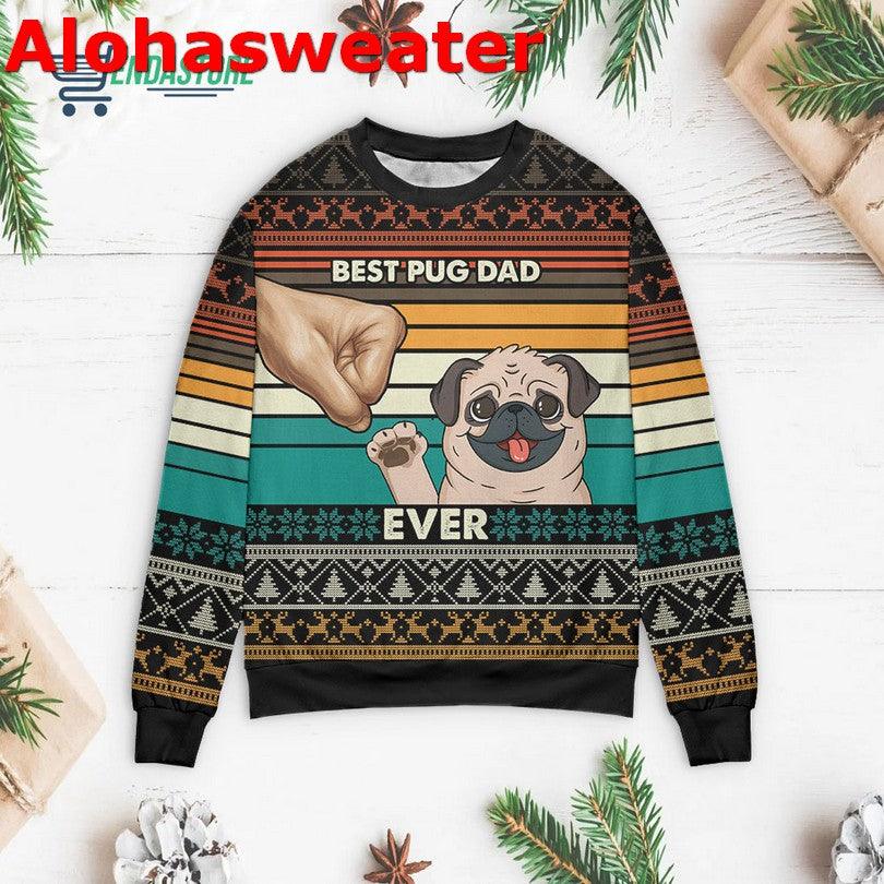 Dog lovers pug dad ever Christmas Sweater - Holiday Gift product image 3