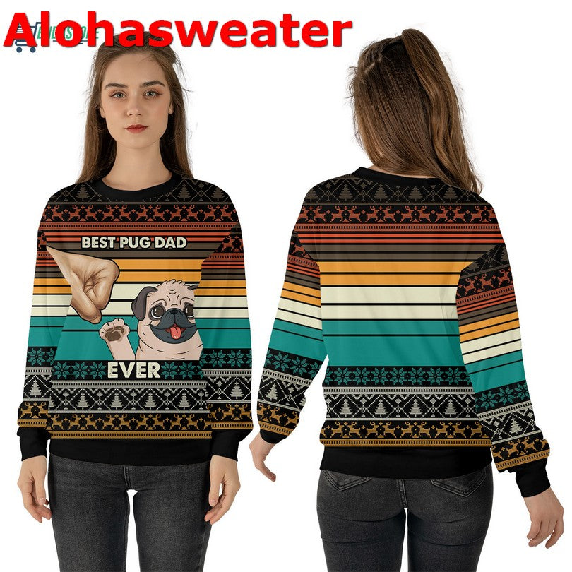 Dog lovers pug dad ever Christmas Sweater - Holiday Gift product image 4