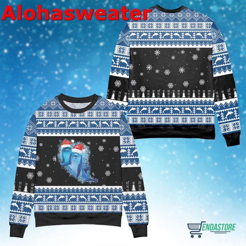 Dolphin With Snowflakes Christmas Sweater - Holiday Gift product image 4