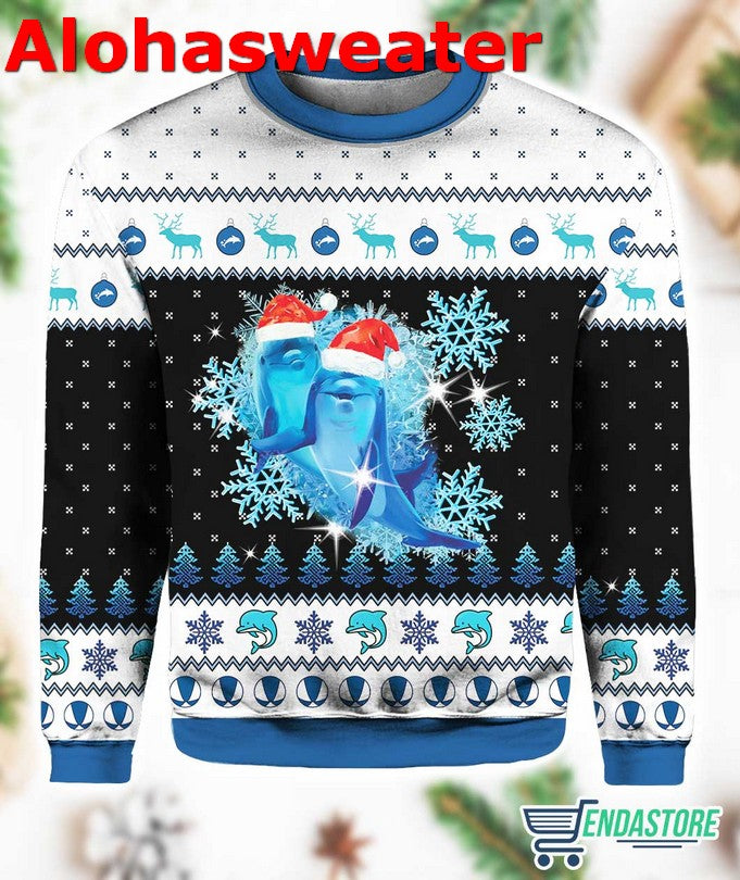 Dolphin With Snowflakes Christmas Sweater - Holiday Gift product image