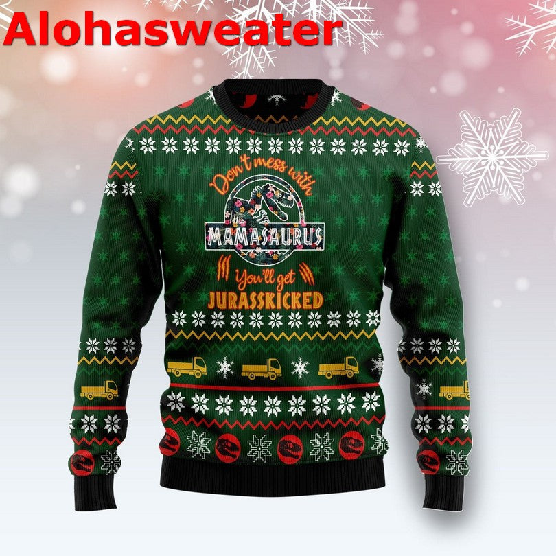 Don’t mess with mamasaurus you’ll get jurasskicked Christmas Sweater - Holiday Gift product image