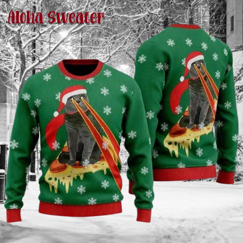 Derpy Kitty Face Funny Cat Ugly Christmas Sweater - Holiday Gift product image 2