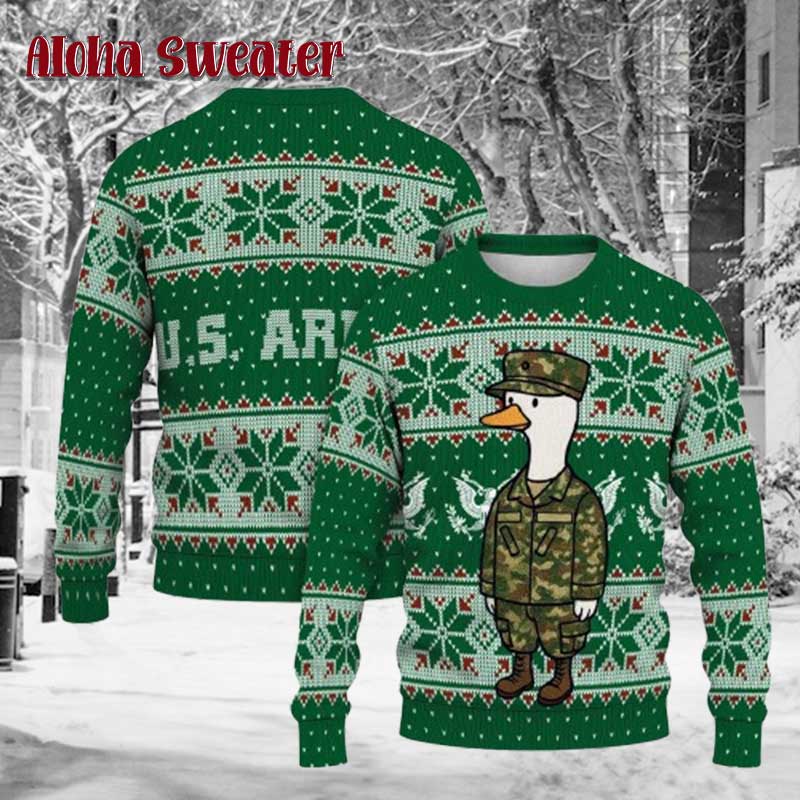 Duck Soldier Us Army Ugly Christmas Sweater - Holiday Gift product image
