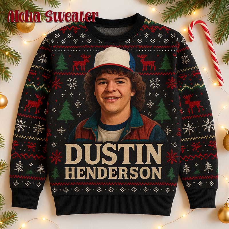 Dustin Henderson Stranger Things Ugly Christmas Sweater - Holiday Gift product image