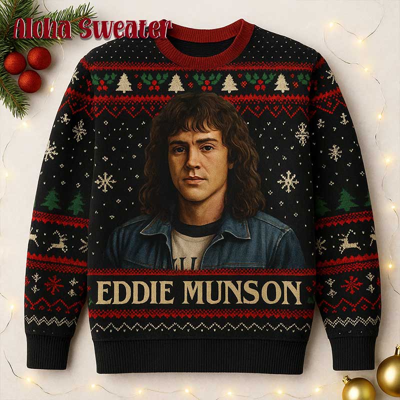 Eddie Munson Stranger Things Ugly Christmas Sweater - Holiday Gift product image