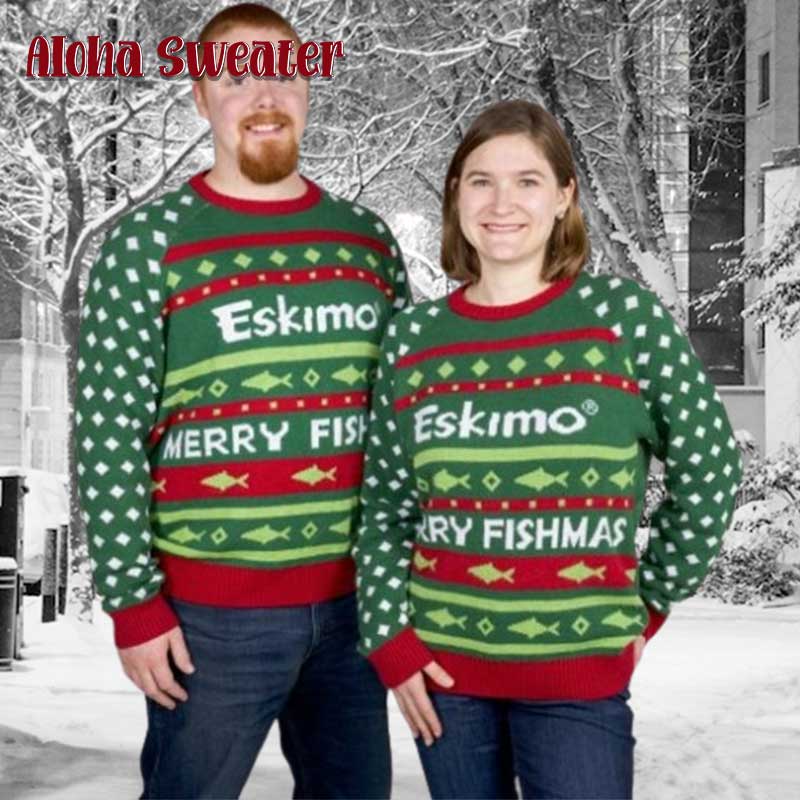 Eskimo Fishmas Fishing Ugly Christmas Sweater - Holiday Gift product image