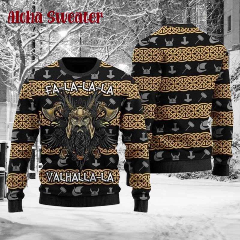 Fa La La La Viking Warrior Ugly Christmas Sweater - Holiday Gift product image 2