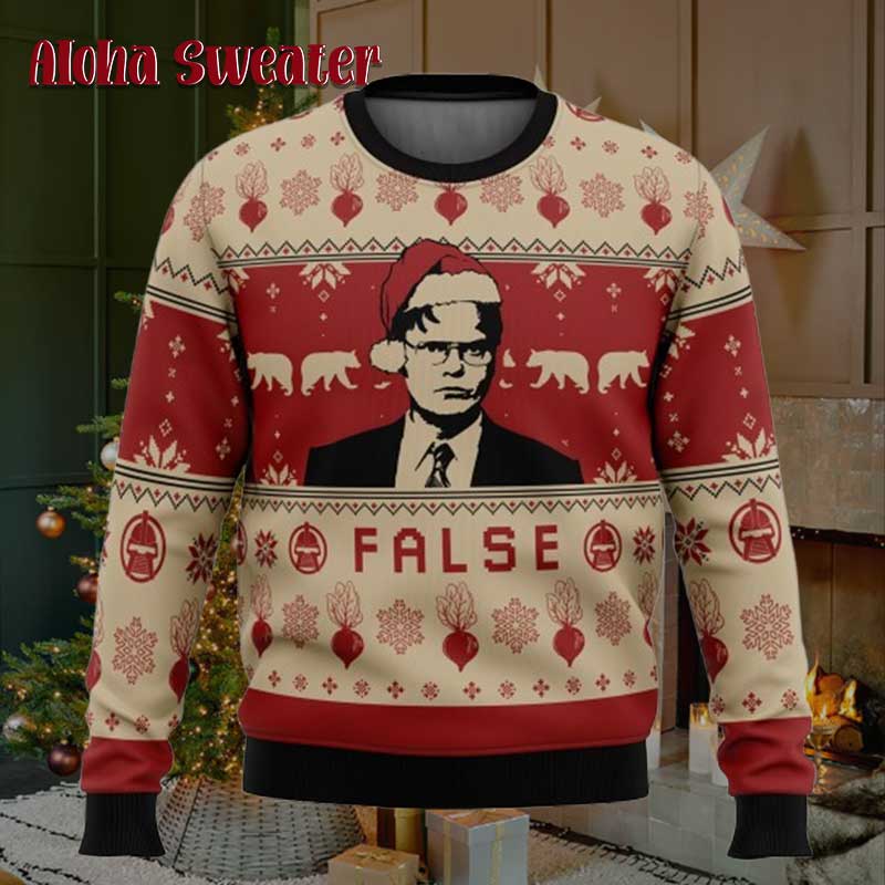 False The Office Dwight Schrute Ugly Christmas Sweater - Holiday Gift product image