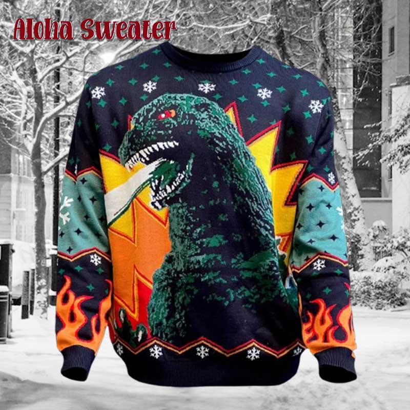 Fire Out Godzilla Ugly Christmas Sweater - Holiday Gift product image