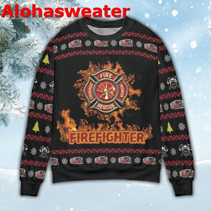 Firefighter do it for the ho’s Christmas Sweater - Holiday Gift product image 2