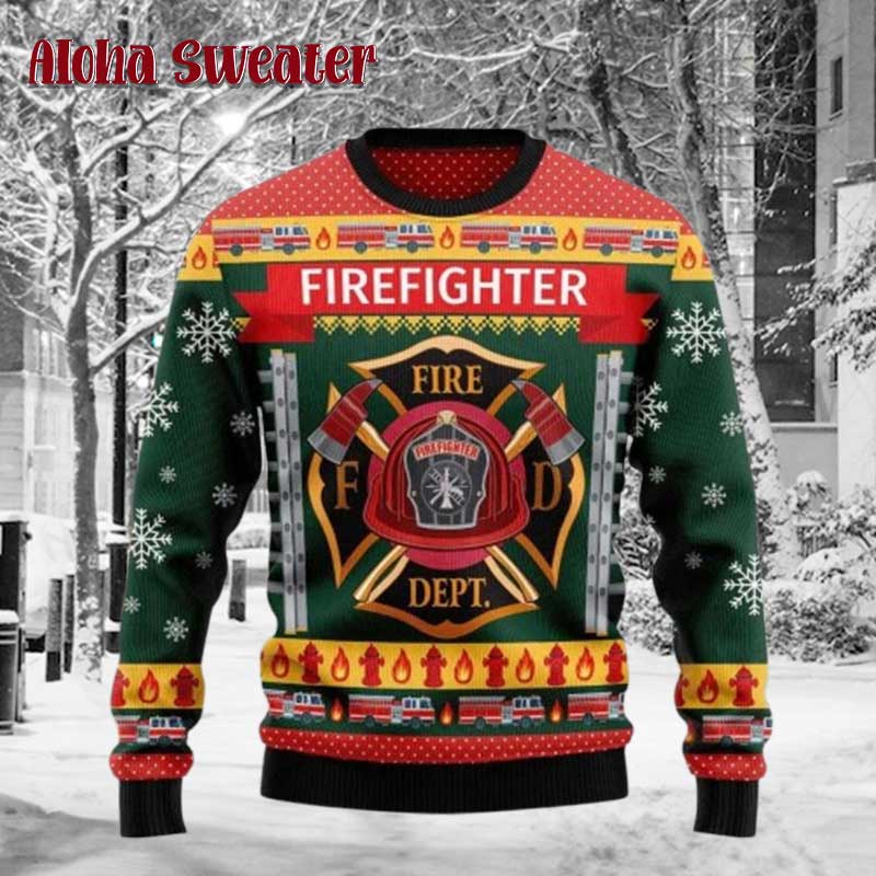 Firefighter Drop Roof Roll Ugly Christmas Sweater - Holiday Gift product image 2