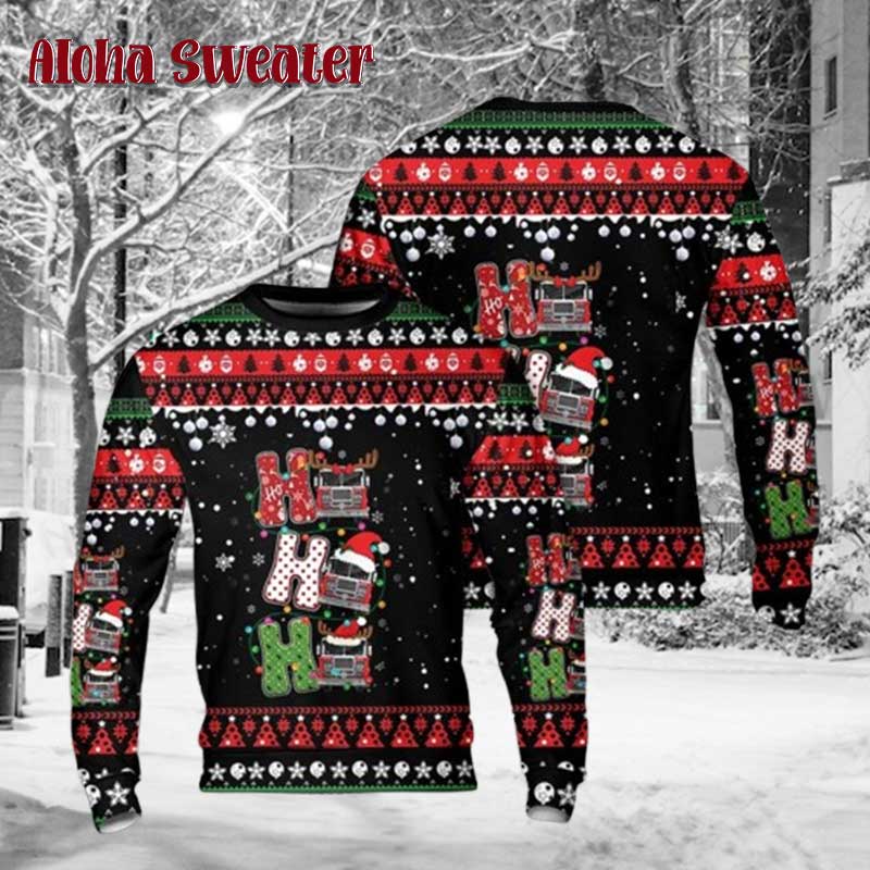 Fireman Firetruck Ugly Christmas Sweater - Holiday Gift product image 5