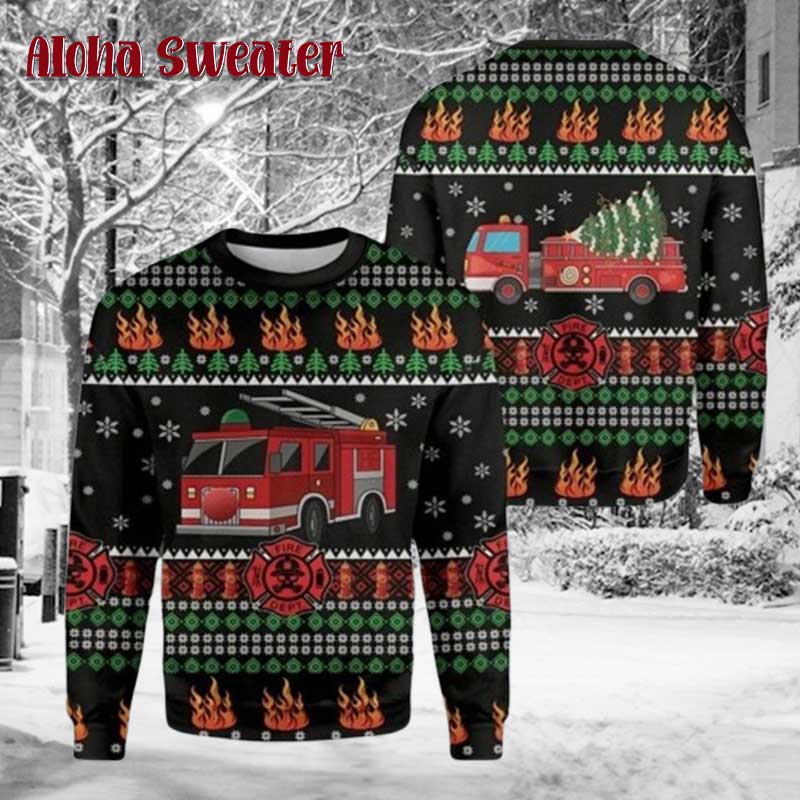 Firefighter Unique Hero Fireman Ugly Christmas Sweater - Holiday Gift product image 3