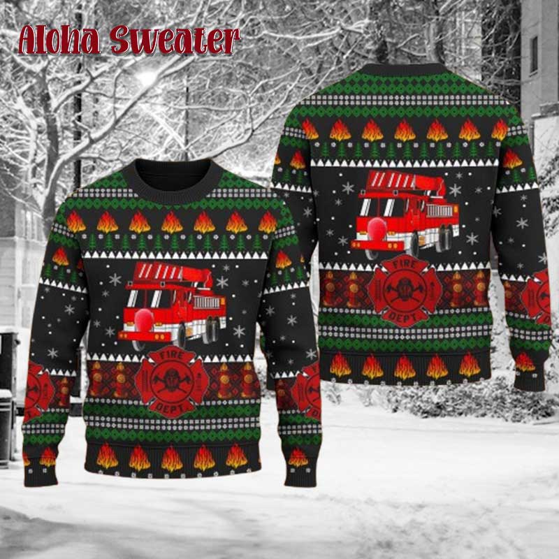 Funny Fire Force Firefighter Ugly Christmas Sweater - Holiday Gift product image 3