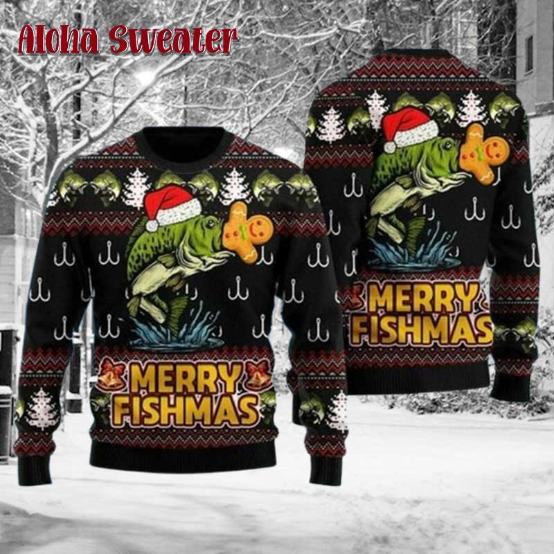 Eskimo Fishmas Fishing Ugly Christmas Sweater - Holiday Gift product image 2
