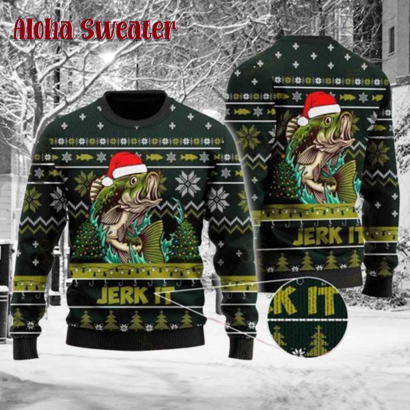Fishing Bite Me 3d 3D Ugly Christmas Sweater - Holiday Gift product image 3