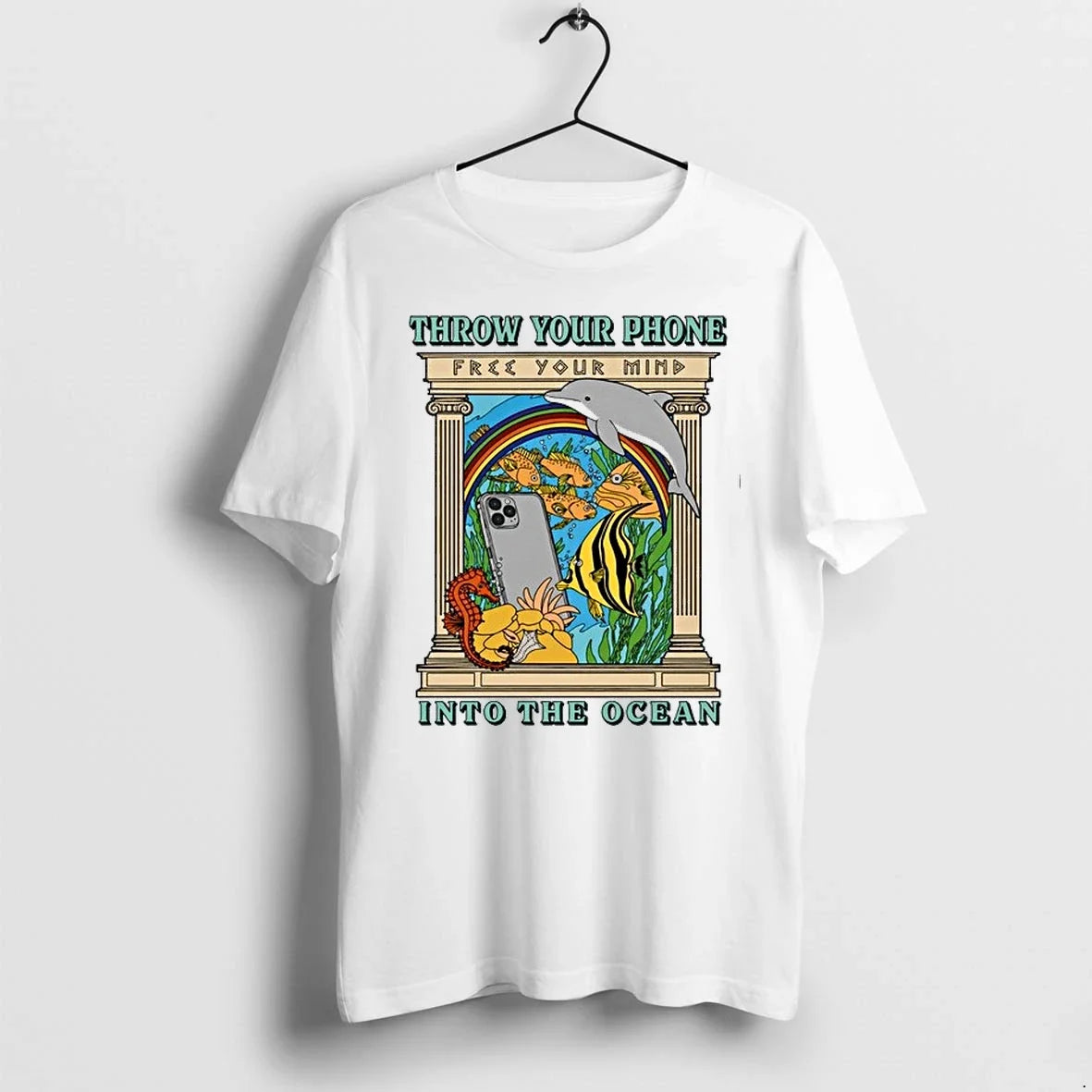 Fish Throw Your Phone In To The Ocean 0 Sweater - Adult & Kids T-Shirts, Sweatshirts & Hoodies apparel design preview 1