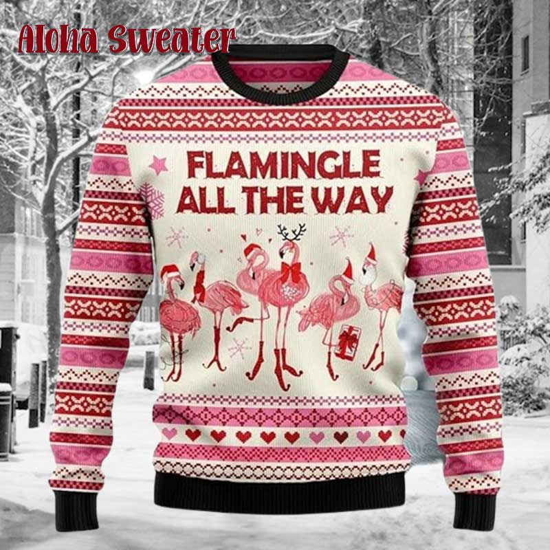 Candy Cane Flamingo Ugly Christmas Sweater - Holiday Gift product image 2