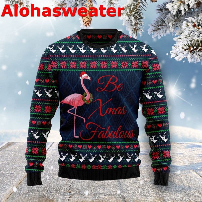 Flamingo apparently we’re trouble whe we are together Christmas Sweater - Holiday Gift product image 3