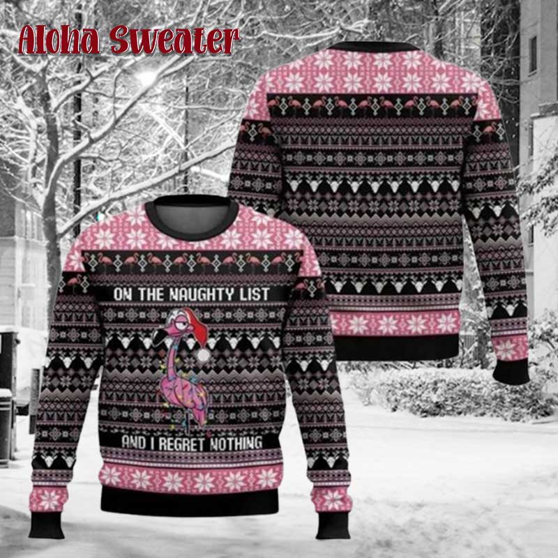 Flamingle All The Way Flamingo Ugly Christmas Sweater - Holiday Gift product image 5