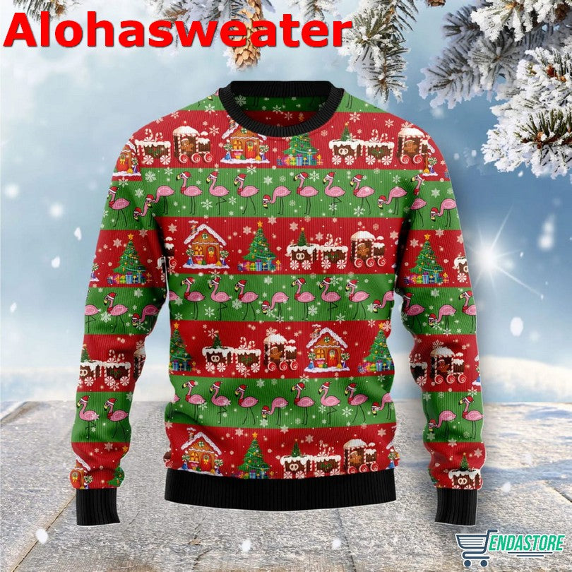 Flamingo Snow Ugly Christmas Sweater - Holiday Gift product image