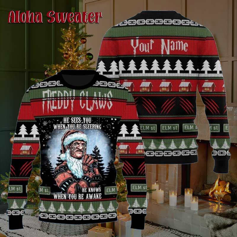 Freddy Claws A Nightmare On Elm Ugly Christmas Sweater - Holiday Gift product image 2