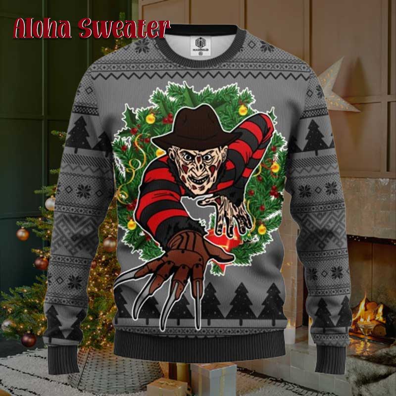 Freddy Krueger Halloween And Holiday Ugly Christmas Sweater - Holiday Gift product image