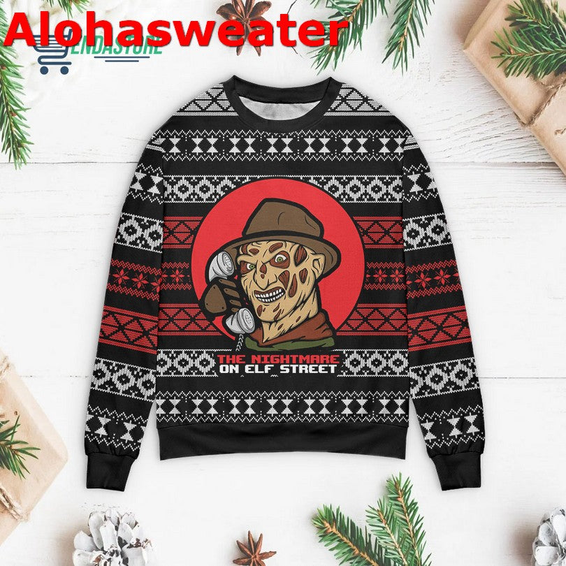 Freddy Krueger the nightmare on Elf street Christmas Sweater - Holiday Gift product image