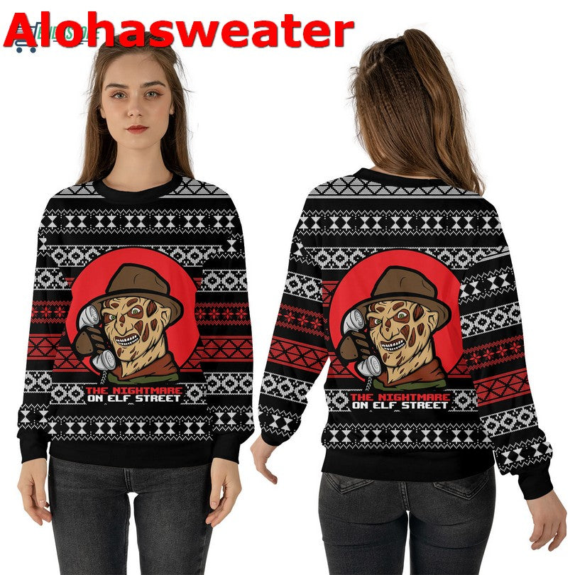 Freddy Krueger the nightmare on Elf street Christmas Sweater - Holiday Gift product image 4