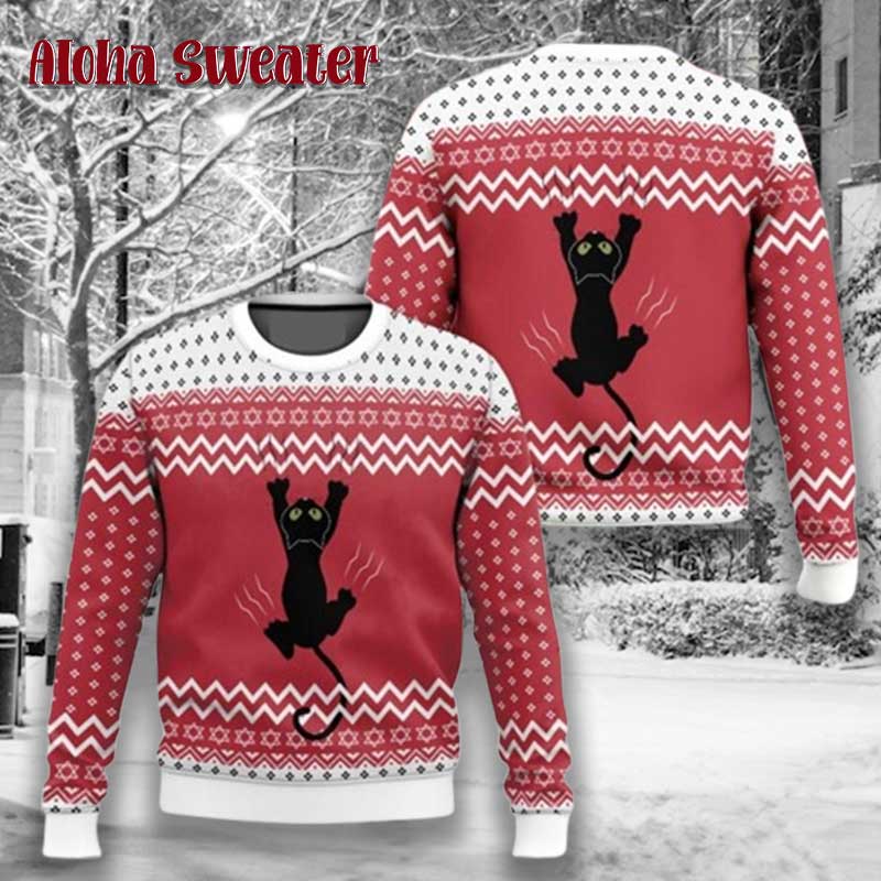 What Cat Meme Black Cat Ugly Christmas Sweater - Holiday Gift product image 5