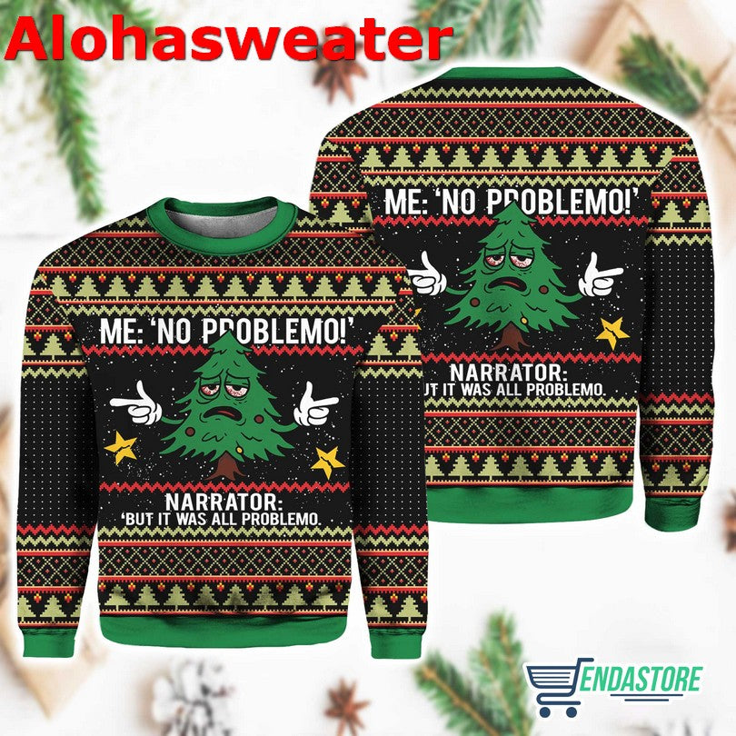 Funny Christmas Tree No Problemo Ugly Christmas Sweater - Holiday Gift product image