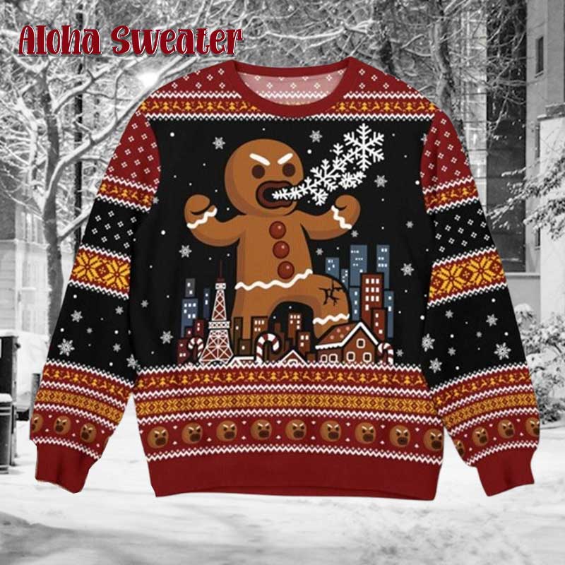 Funny Gingerbread Let’s Get Baked Ugly Christmas Sweater - Holiday Gift product image 2