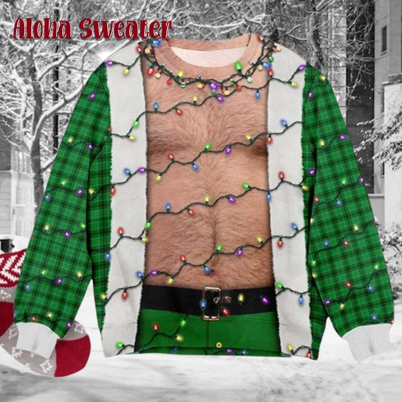 Hairy Chest Funny Cosplay Ugly Christmas Sweater - Holiday Gift product image 3