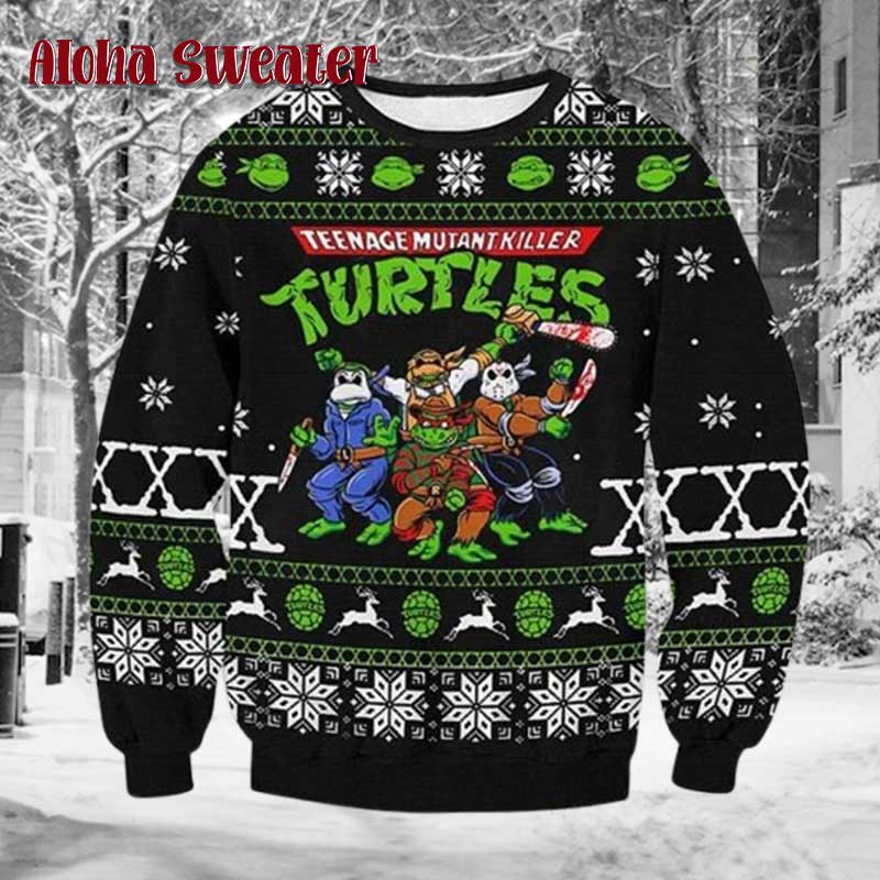 Funny Halloween Ninja Turtles Ugly Christmas Sweater - Holiday Gift product image