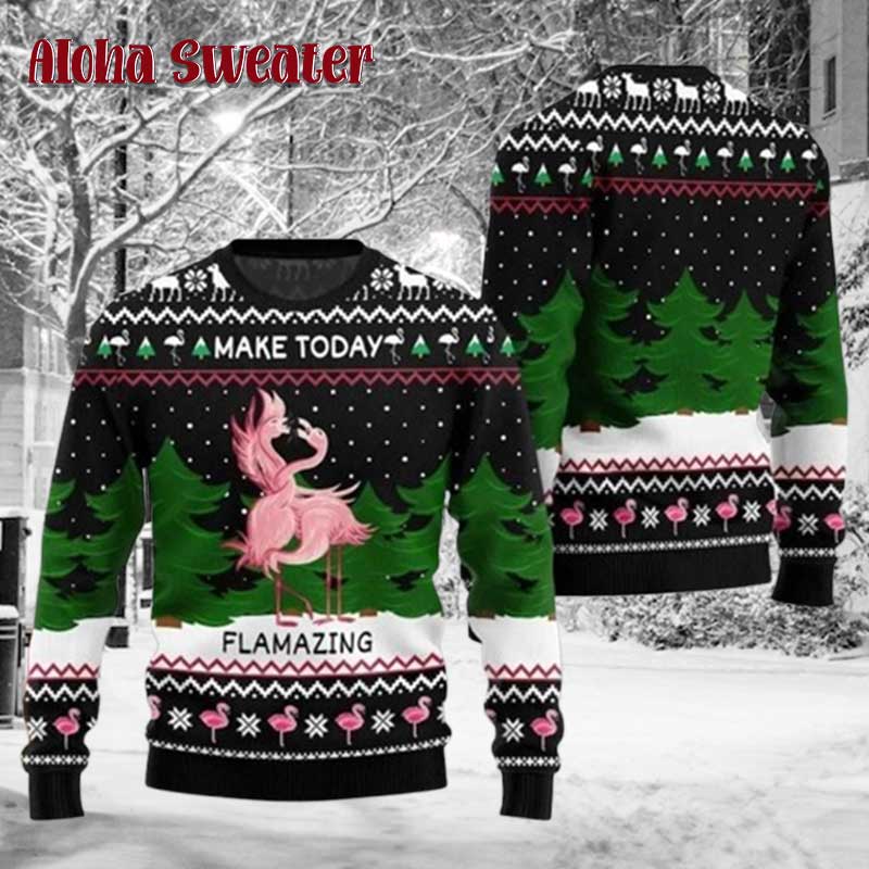 Funny Holiday With Flamingo Ugly Christmas Sweater - Holiday Gift product image