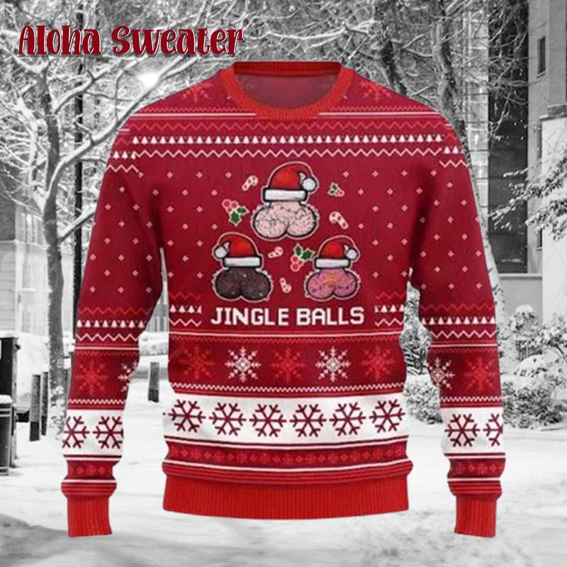 Jingle Balls Naughty Joke Ugly Christmas Sweater - Holiday Gift product image 5