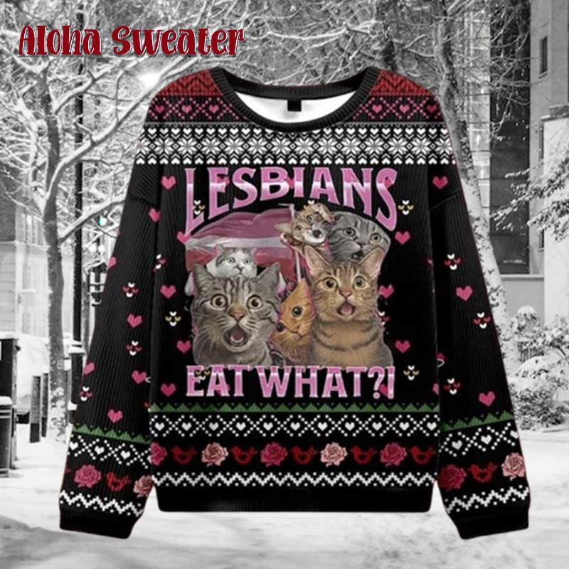 Cute Cat Kawaii Black Ugly Christmas Sweater - Holiday Gift product image 5