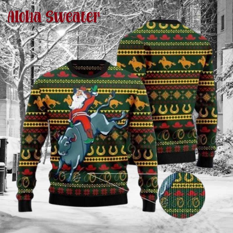 Dinosaur Western Xmas Cowboy Ugly Christmas Sweater - Holiday Gift product image 5
