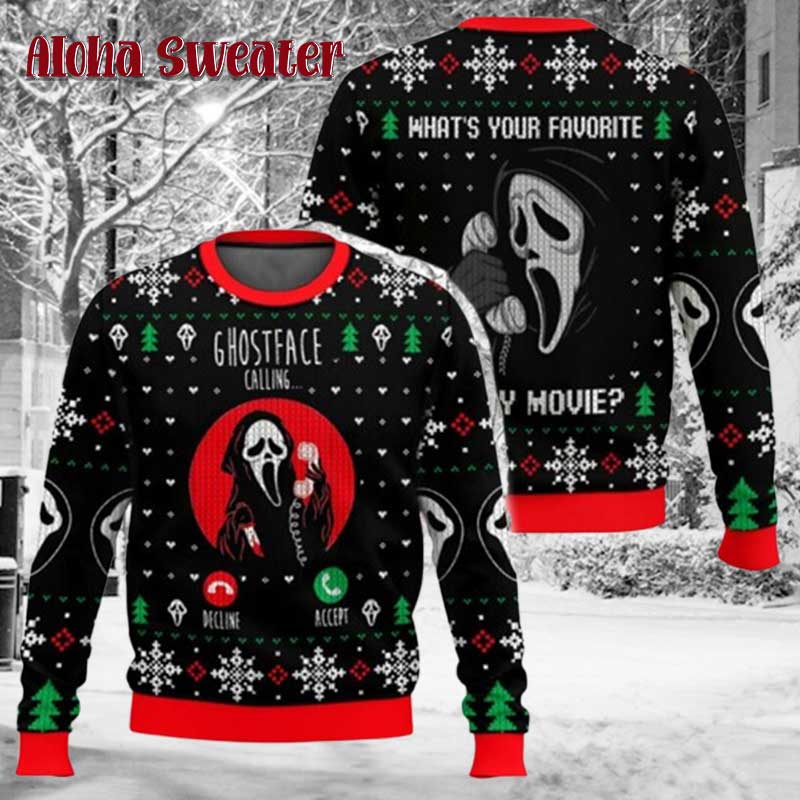 Scream Movie Vintage 90s Ugly Christmas Sweater - Holiday Gift product image 5