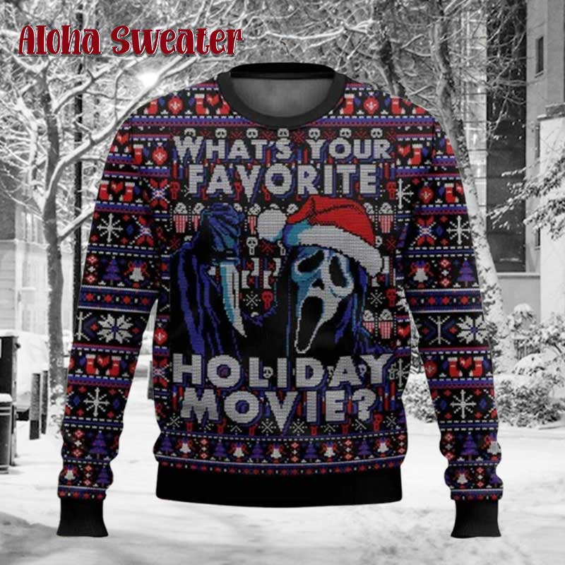 Halloween Scream Ghostface Ugly Christmas Sweater - Holiday Gift product image 3