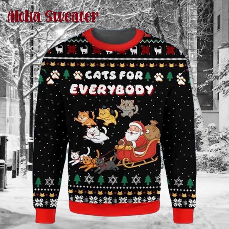 Derpy Kitty Face Funny Cat Ugly Christmas Sweater - Holiday Gift product image 5
